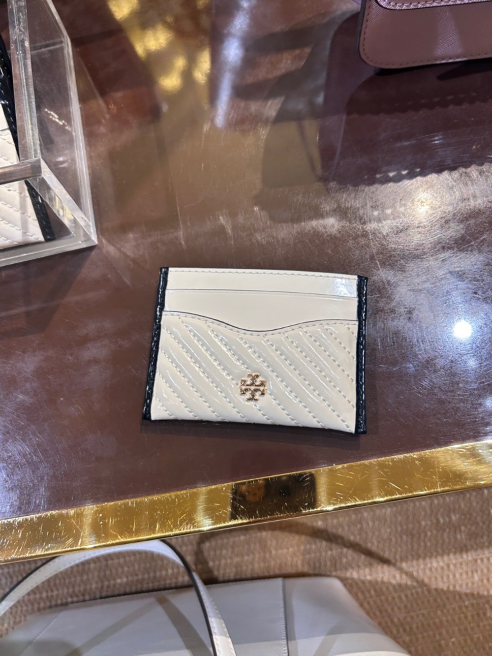 NWT🦢Tory Burch Quilt Slim Card Case/ Holder Light Cream 170170 Gift - Picture 4 of 5
